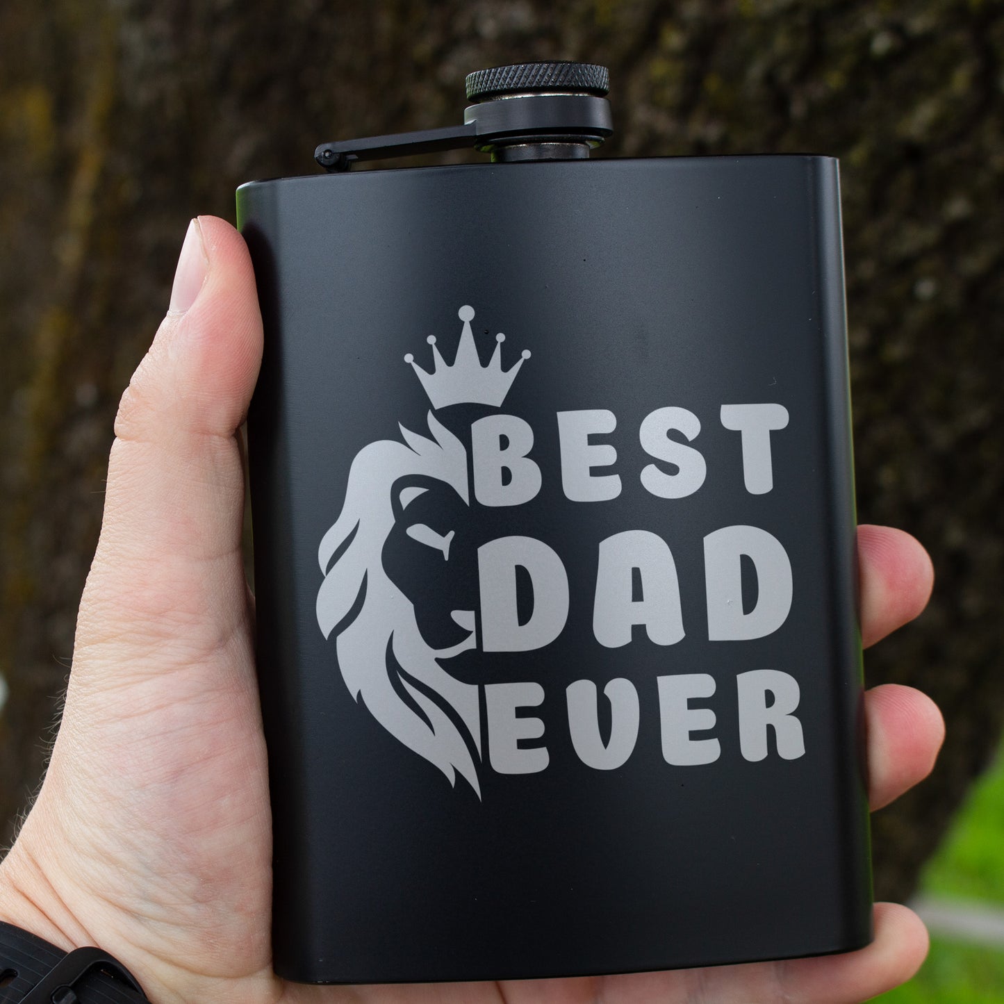 Best Dad Ever Engraved 8 oz Black Matte Flask - Perfect Gift for Father’s Day, Dad, or Grandpa, Birthday Gift Flask, Laser Engraving Gifts