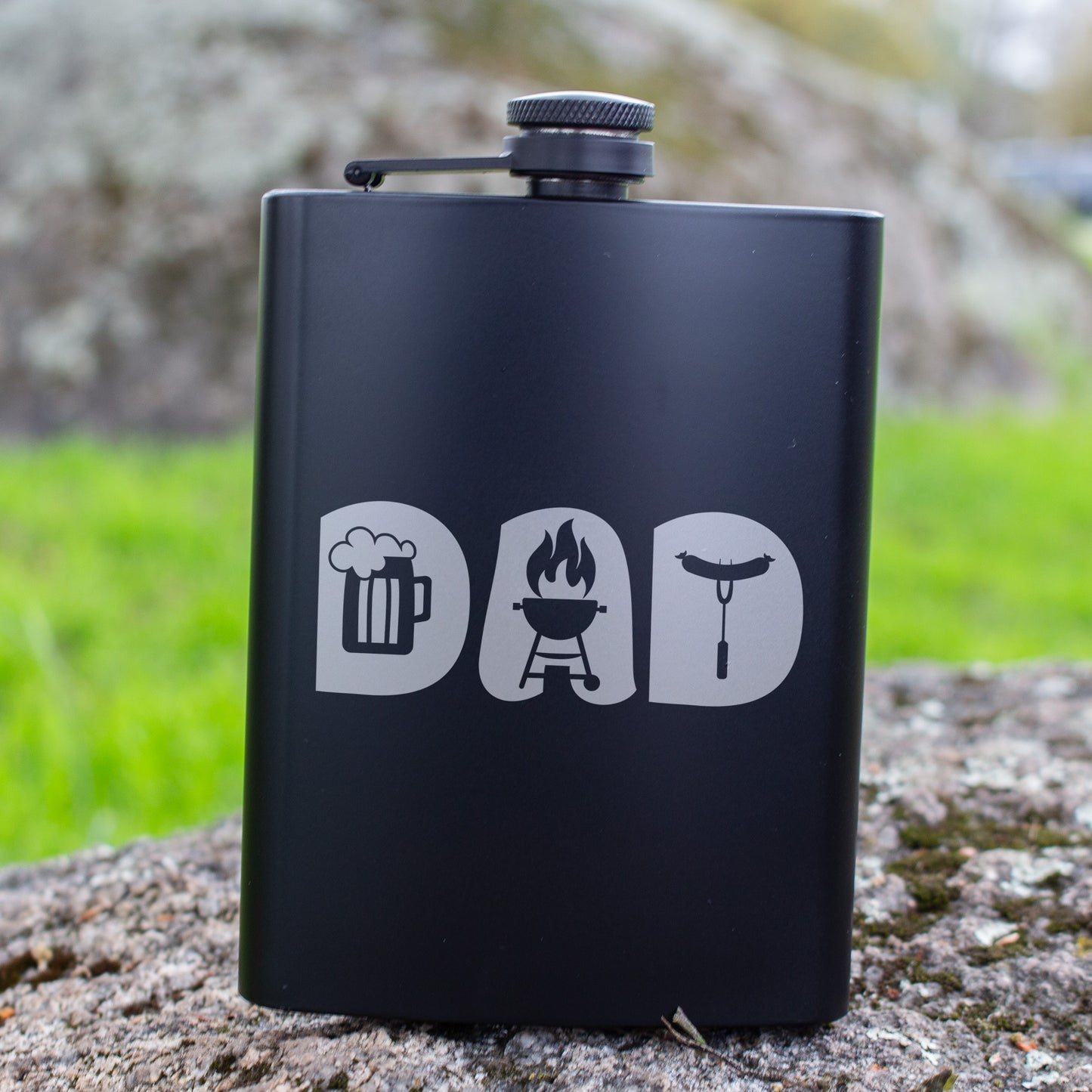 Dad Gift Engraved 8 oz Black Matte Flask - Perfect Gift for Father’s Day, Dad, or Grandpa, Birthday Gift Flask, Laser Engraving Gifts