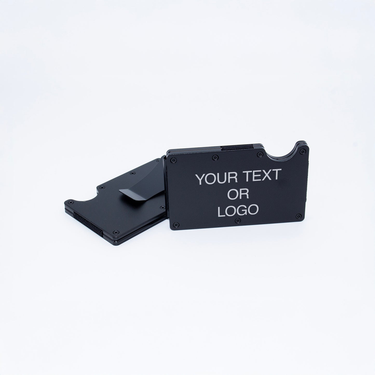 Personalized Black Metal RFID-Blocking Wallet with Custom Engraving - Slim Aluminum Cardholder with Money Clip