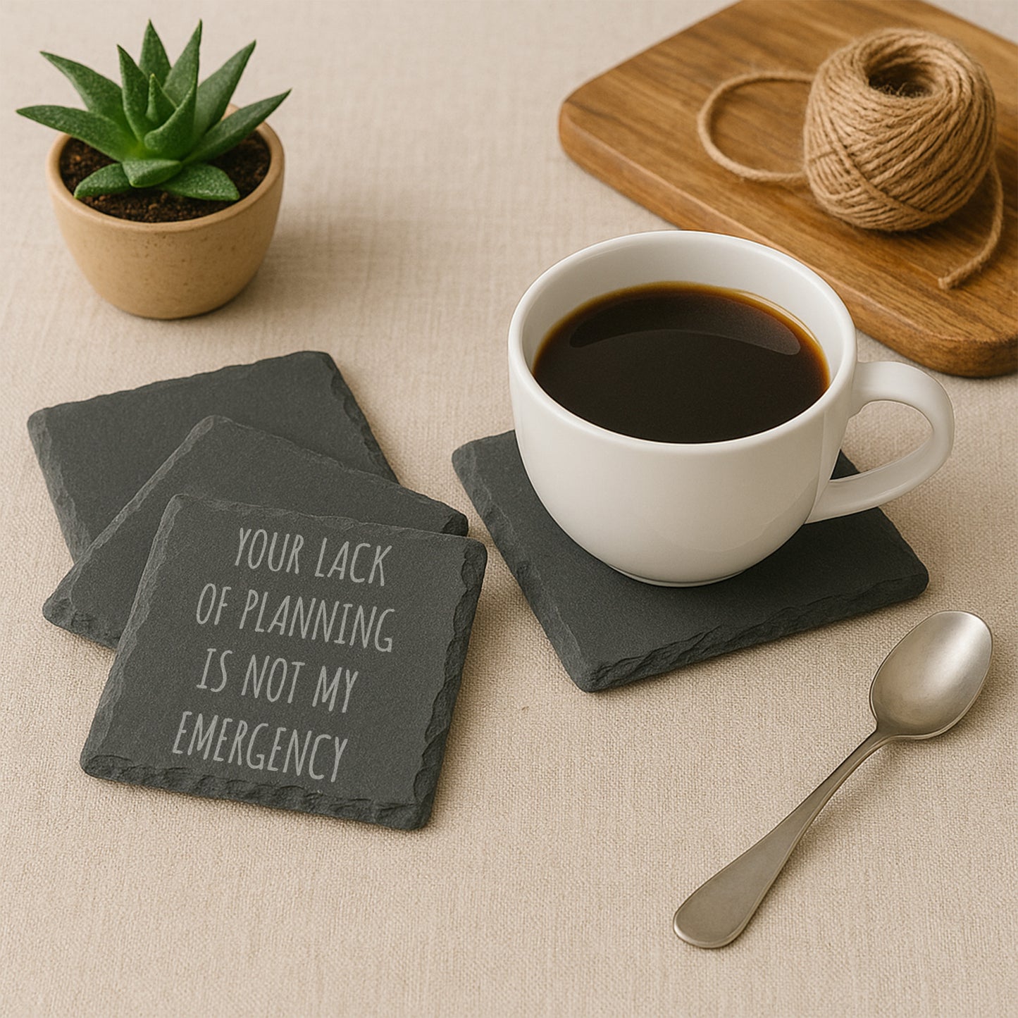 Engraved Rock Coaster – "Your Lack of Planning Is Not My Emergency"