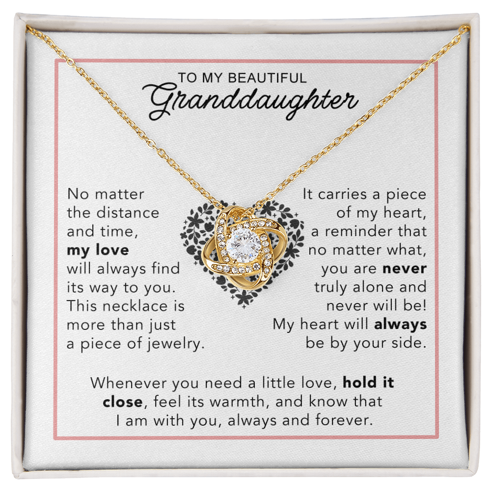 To My Granddaughter - Heartwarming Gift With Sentimental Message Card - Love Knot Necklace