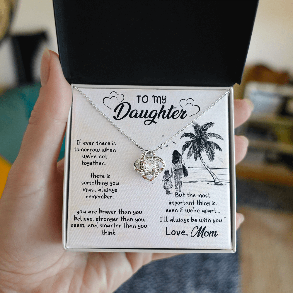 To My Daughter - Heartwarming Gift With Sentimental Message Card - Love Knot Necklace