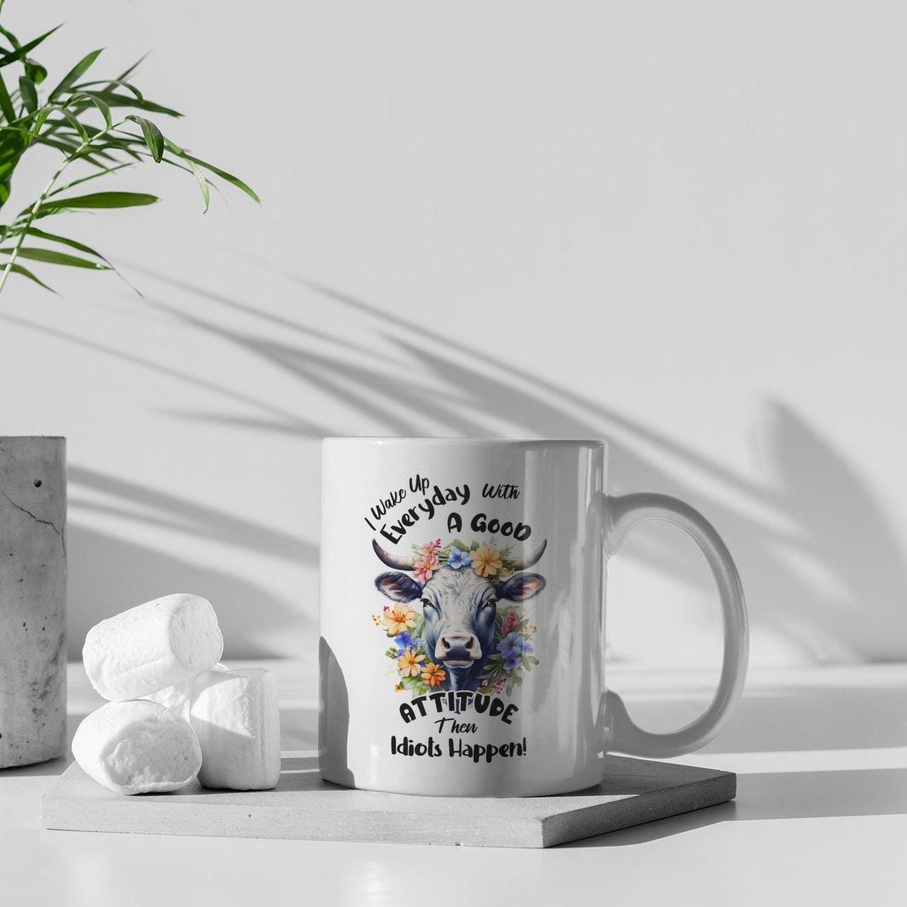 Idiots Happen Ceramic Mug, Funny Quote Tea Cup, Coffee Lover Gift, Office Mug, Coffee Addict Gift, Sarcastic Quote Mug