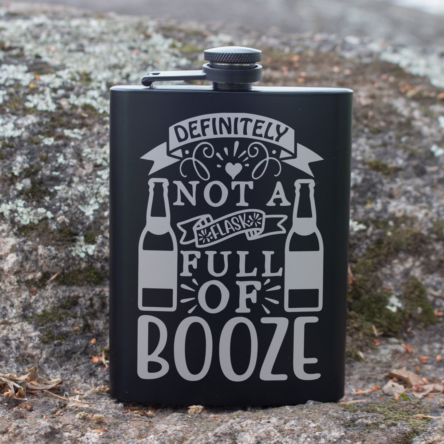 Definitely Not a Flask Full of Booze Engraved 8 oz Black Matte Flask - Funny Gift for Friend, Coworker, Birthday Gift, Laser Engraving Gifts
