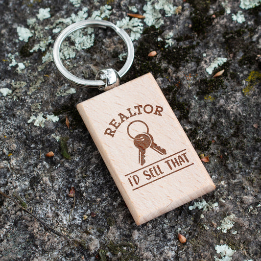Realtor I'd Sell Wooden Engraved Keychain Gift. Real Estate Agent Gift. Realtor Accessories. Closing Gift for Realtor. Real Estate Keychain