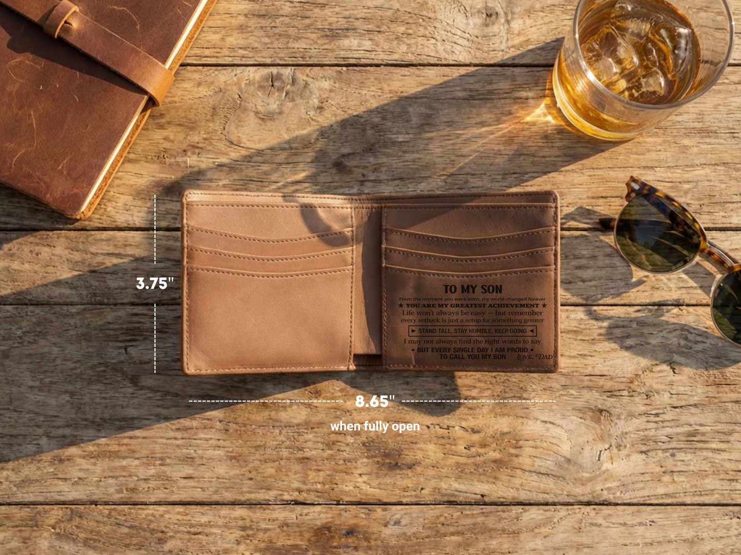 To My Son Wallet | Engraved Leather Bifold Wallet Gift for Son from Dad or Mom | RFID Blocking | Graduation, Birthday & Christmas Gift