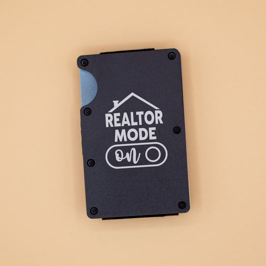 Realtor Mode ON Custom Metal Wallet for Realtors. RFID Blocking Wallet with Money Clip