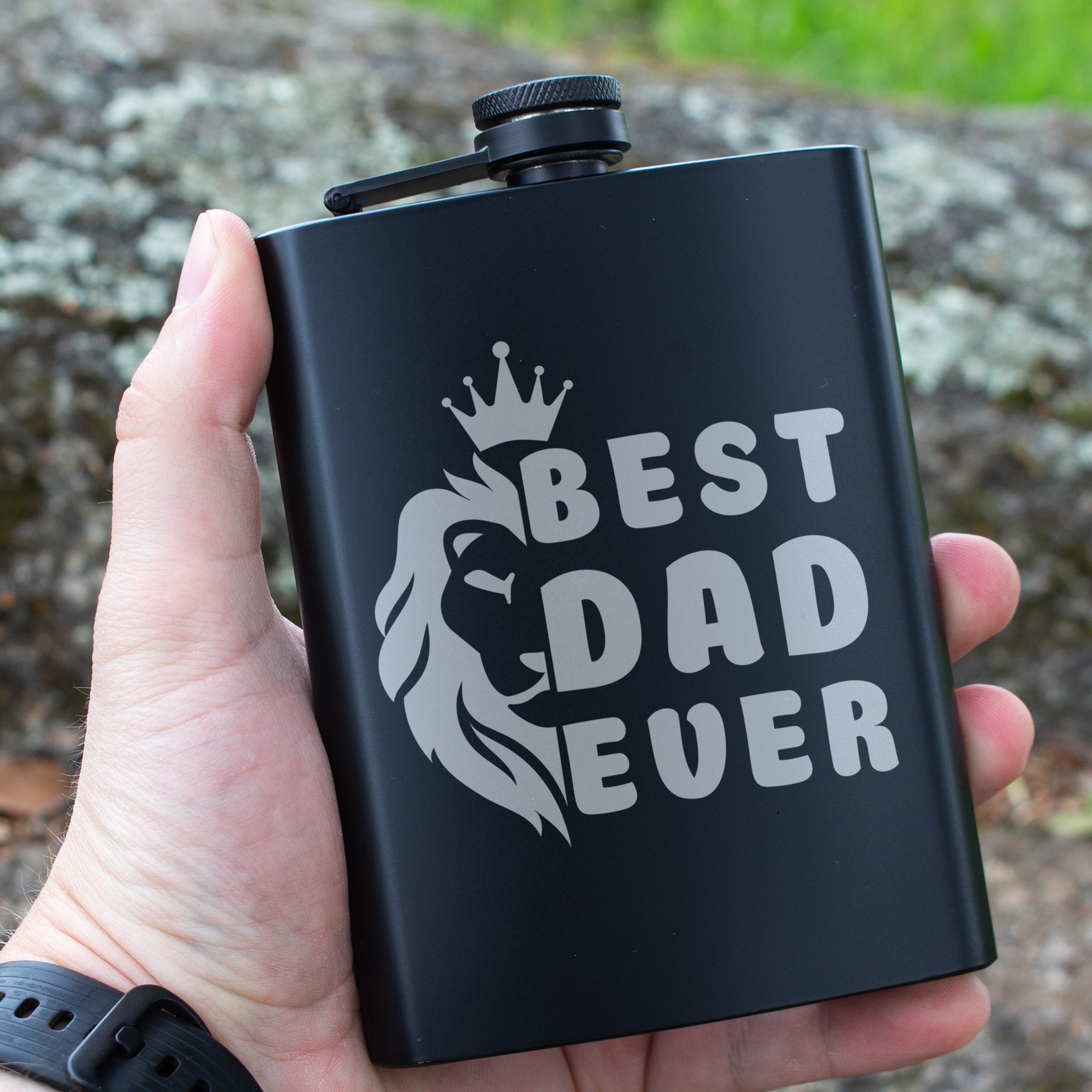 Best Dad Ever Engraved 8 oz Black Matte Flask - Perfect Gift for Father’s Day, Dad, or Grandpa, Birthday Gift Flask, Laser Engraving Gifts