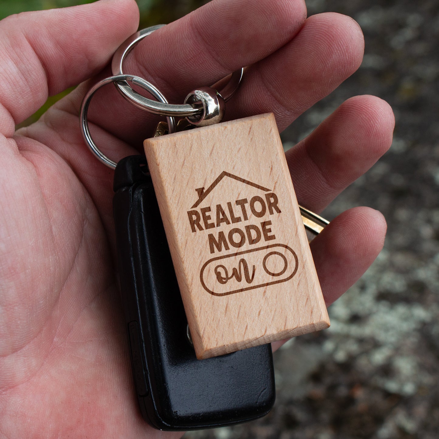 Realtor Mode ON Wooden Engraved Keychain Gift. Real Estate Agent Gift. Realtor Accessories. Closing Gift for Realtor. Real Estate Keychain