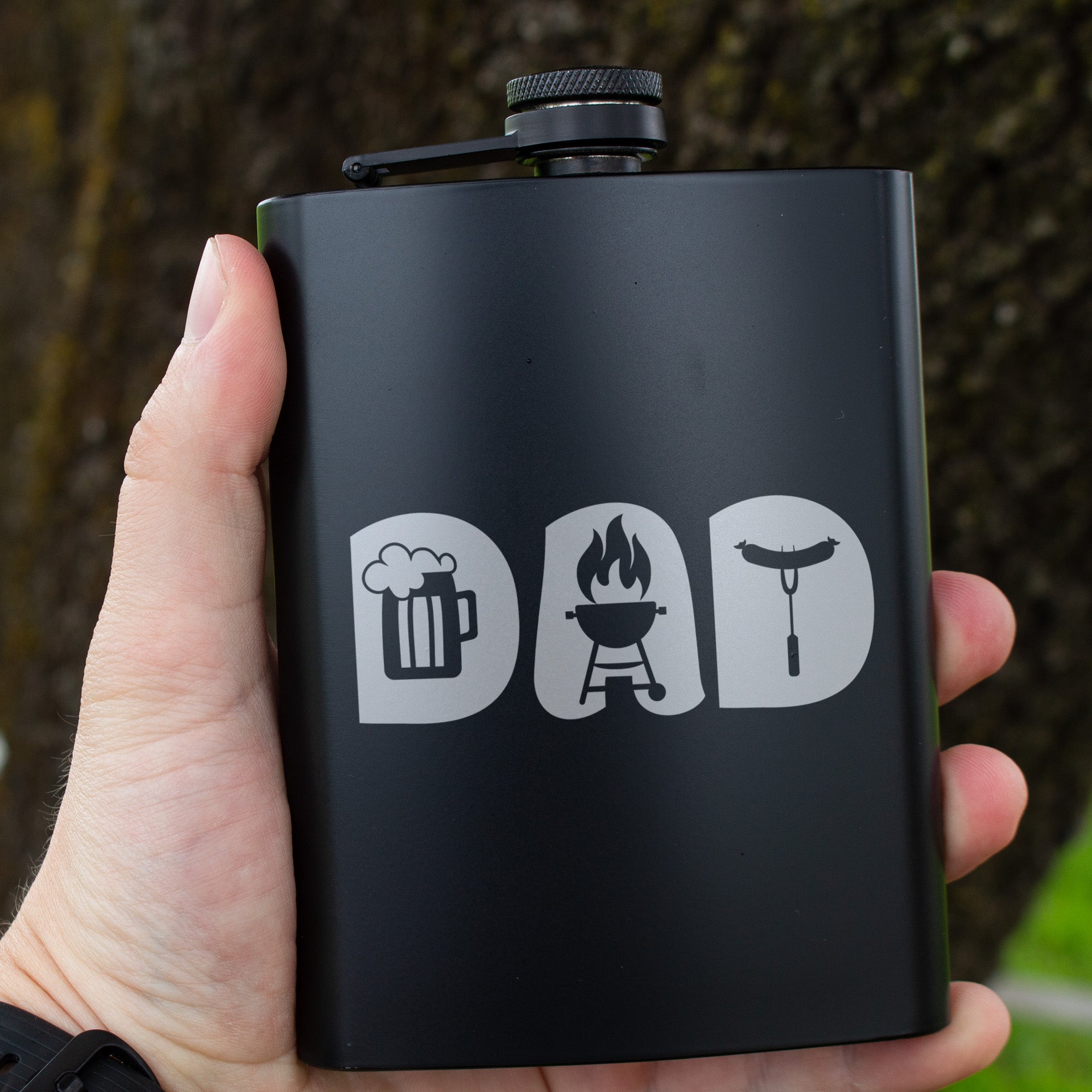 Dad Gift Engraved 8 oz Black Matte Flask - Perfect Gift for Father’s Day, Dad, or Grandpa, Birthday Gift Flask, Laser Engraving Gifts