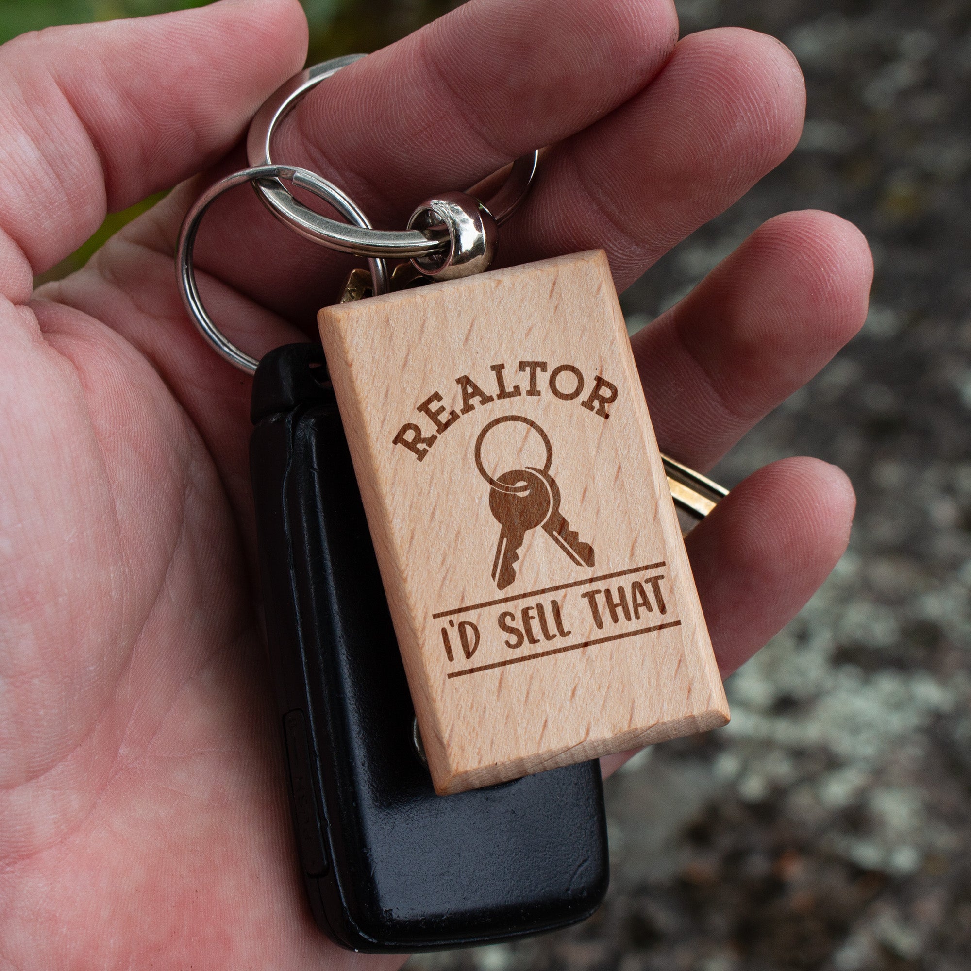 Realtor I'd Sell Wooden Engraved Keychain Gift. Real Estate Agent Gift. Realtor Accessories. Closing Gift for Realtor. Real Estate Keychain