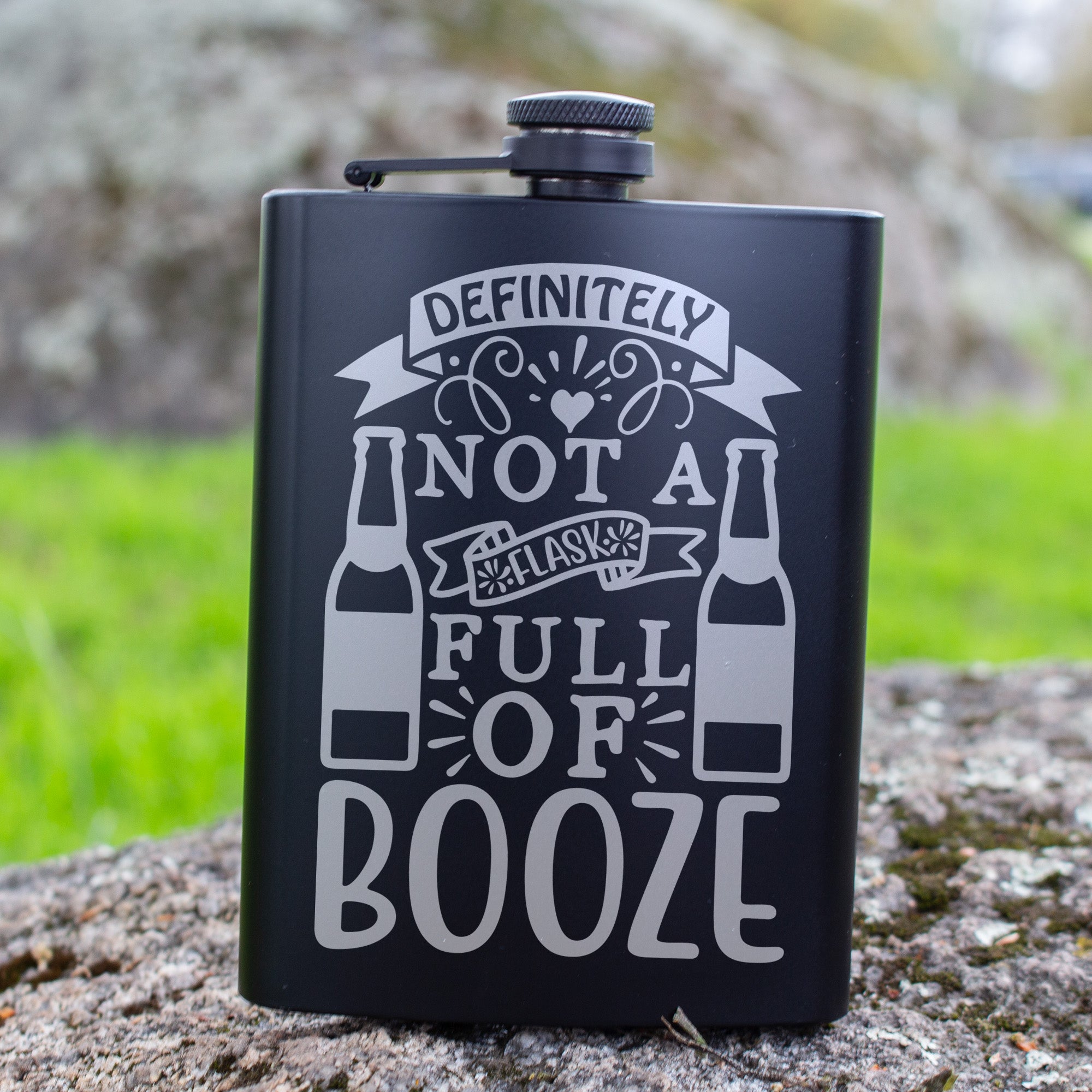 Definitely Not a Flask Full of Booze Engraved 8 oz Black Matte Flask - Funny Gift for Friend, Coworker, Birthday Gift, Laser Engraving Gifts