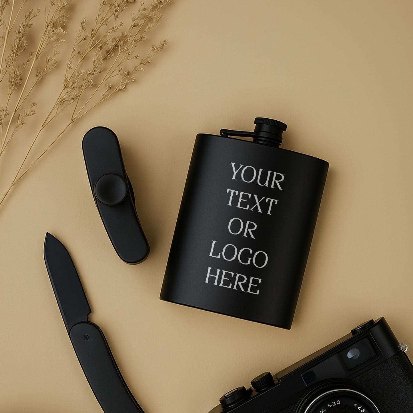 Custom Engraved Flask 8 oz Black Matte, Personalized Flask, Groomsman Gift, Gift for Colleague, Friend, Boyfriend, Dad, Funny Office Gifts