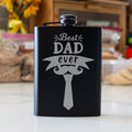 Best Dad Ever Engraved 8 oz Black Matte Flask - Perfect Gift for Father’s Day, Dad, or Grandpa