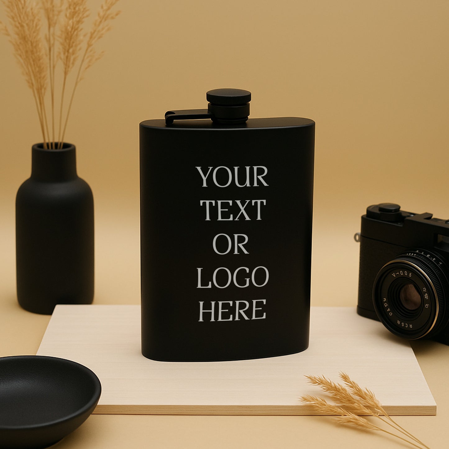 Custom Engraved Flask 8 oz Black Matte, Personalized Flask, Groomsman Gift, Gift for Colleague, Friend, Boyfriend, Dad, Funny Office Gifts