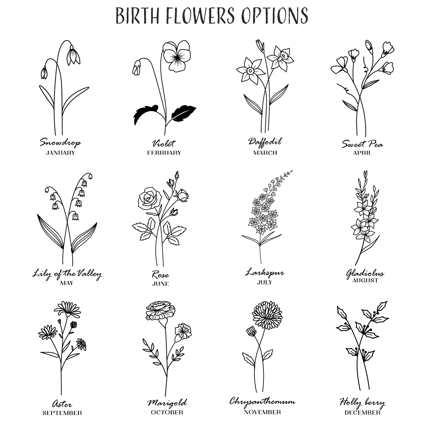 Birth Flower Custom Wooden Keychains - Personalized Engraved Gifts for Home, Car, or Office - Gift For Daughter, Mom, Girlfriend