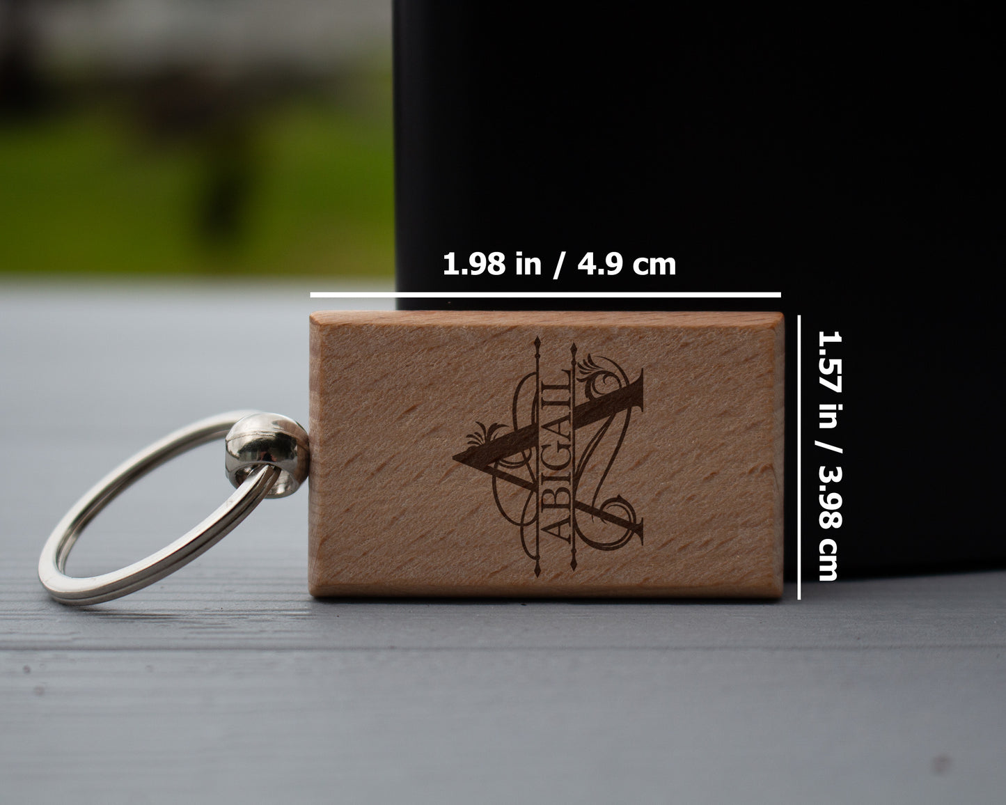 Custom Split Monogram Personalized Wooden Keychain