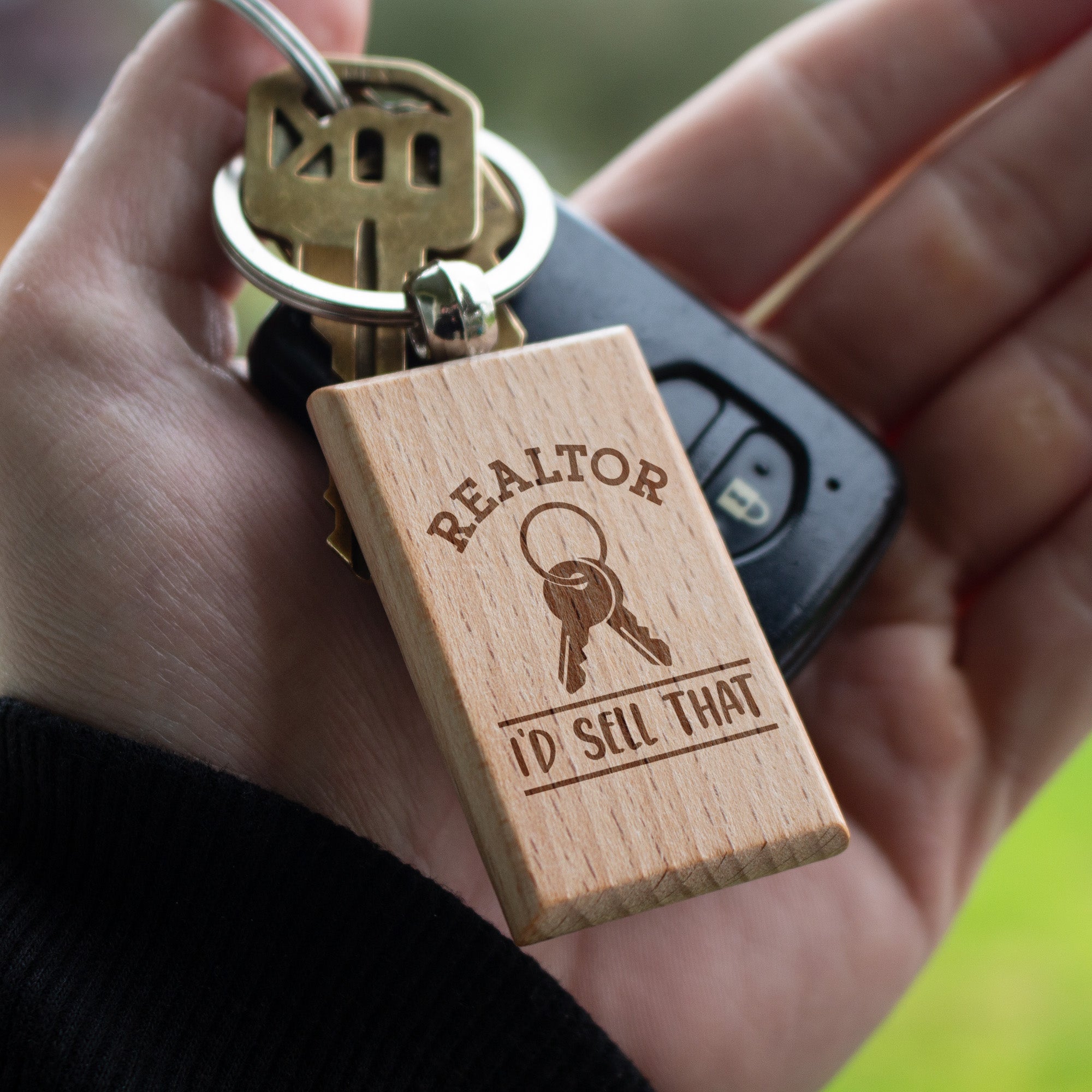 Realtor I'd Sell Wooden Engraved Keychain Gift. Real Estate Agent Gift. Realtor Accessories. Closing Gift for Realtor. Real Estate Keychain