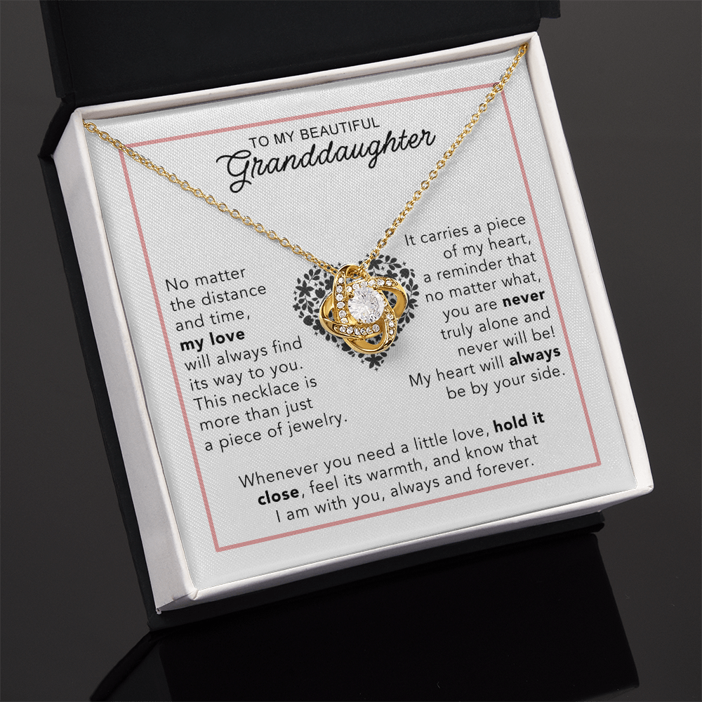 To My Granddaughter - Heartwarming Gift With Sentimental Message Card - Love Knot Necklace