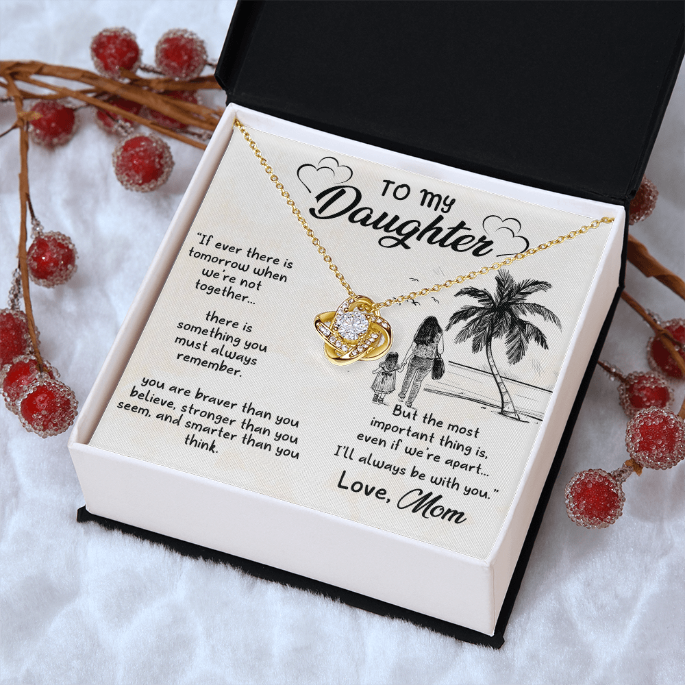 To My Daughter - Heartwarming Gift With Sentimental Message Card - Love Knot Necklace