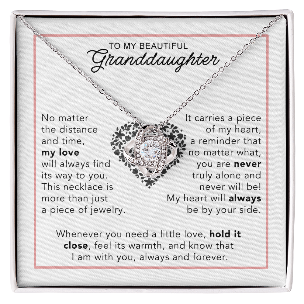 To My Granddaughter - Heartwarming Gift With Sentimental Message Card - Love Knot Necklace