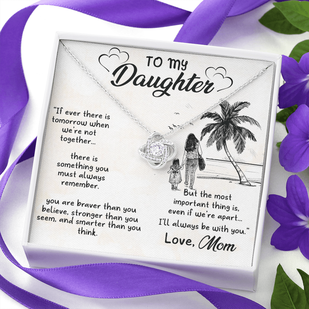 To My Daughter - Heartwarming Gift With Sentimental Message Card - Love Knot Necklace