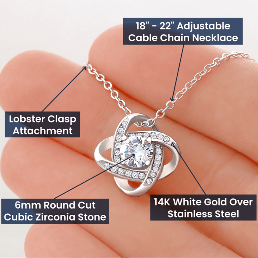 To My Daughter - Heartwarming Gift With Sentimental Message Card - Love Knot Necklace