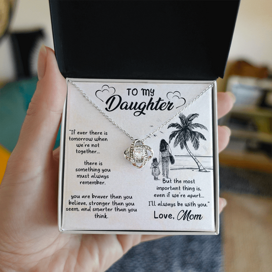 To My Daughter - Heartwarming Gift With Sentimental Message Card - Love Knot Necklace