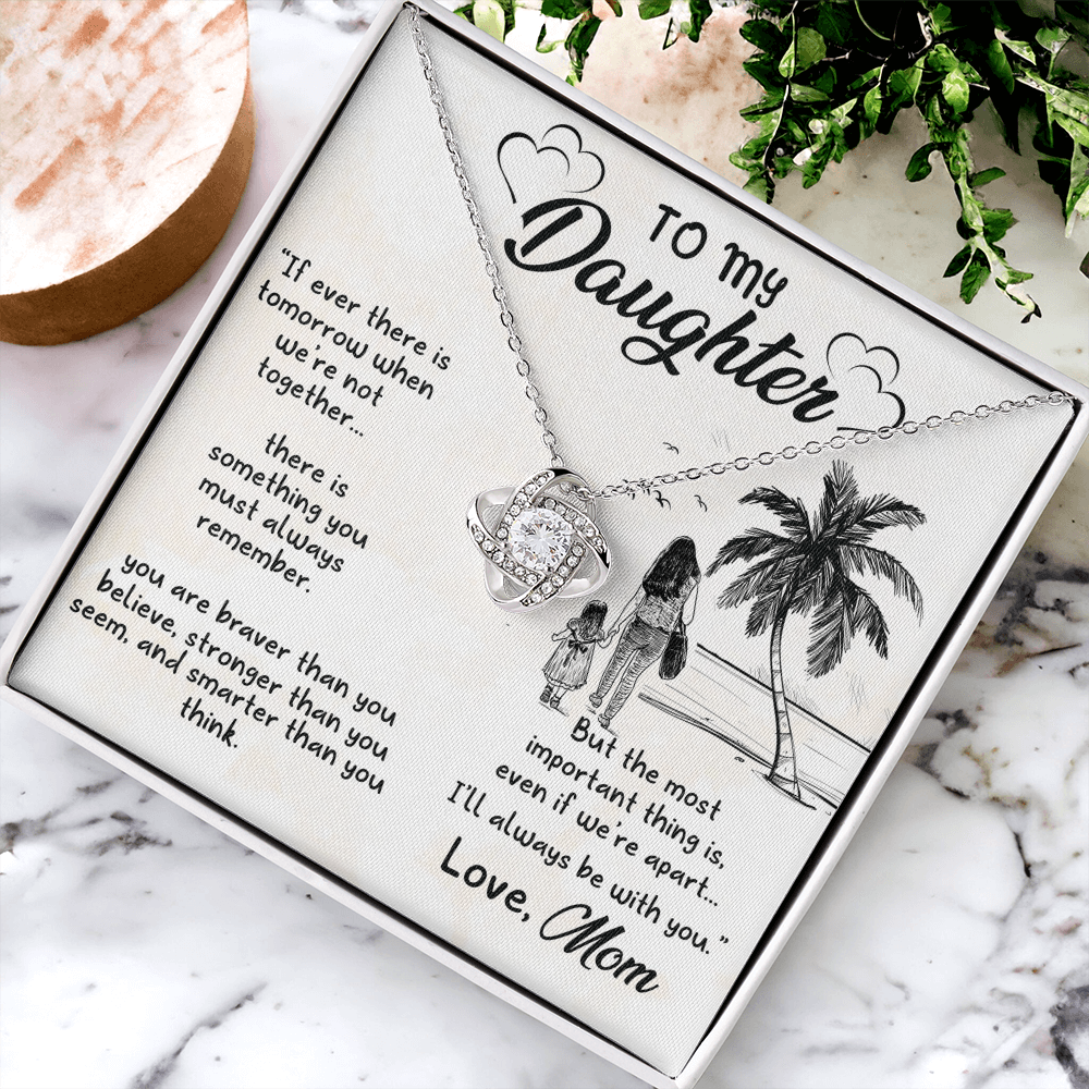 To My Daughter - Heartwarming Gift With Sentimental Message Card - Love Knot Necklace
