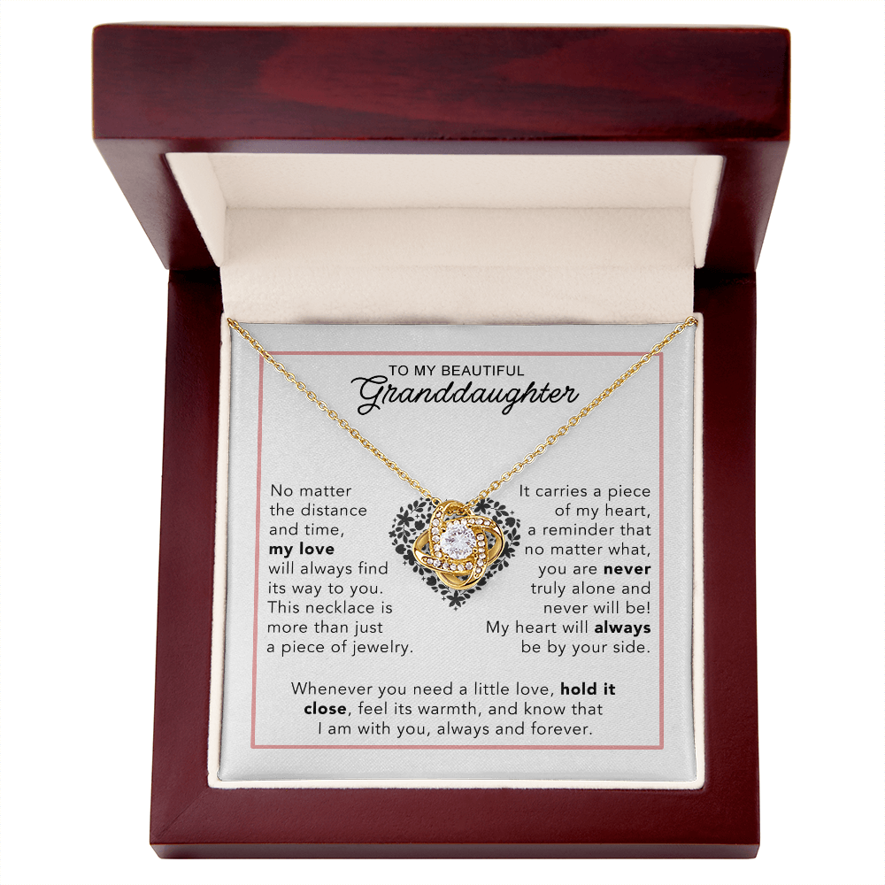 To My Granddaughter - Heartwarming Gift With Sentimental Message Card - Love Knot Necklace