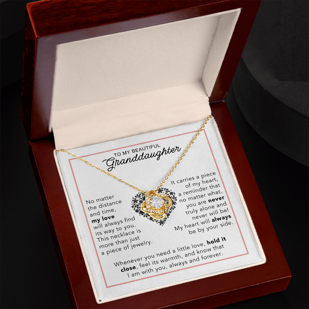 To My Granddaughter - Heartwarming Gift With Sentimental Message Card - Love Knot Necklace