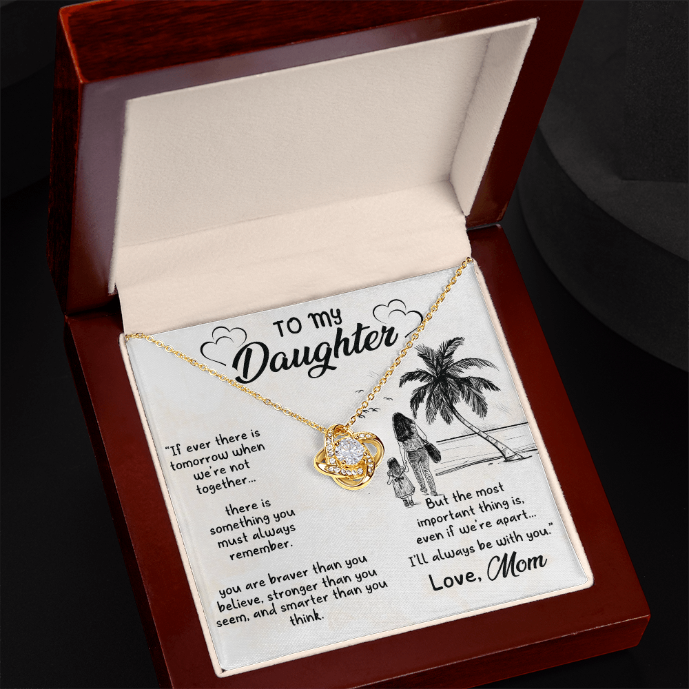 To My Daughter - Heartwarming Gift With Sentimental Message Card - Love Knot Necklace