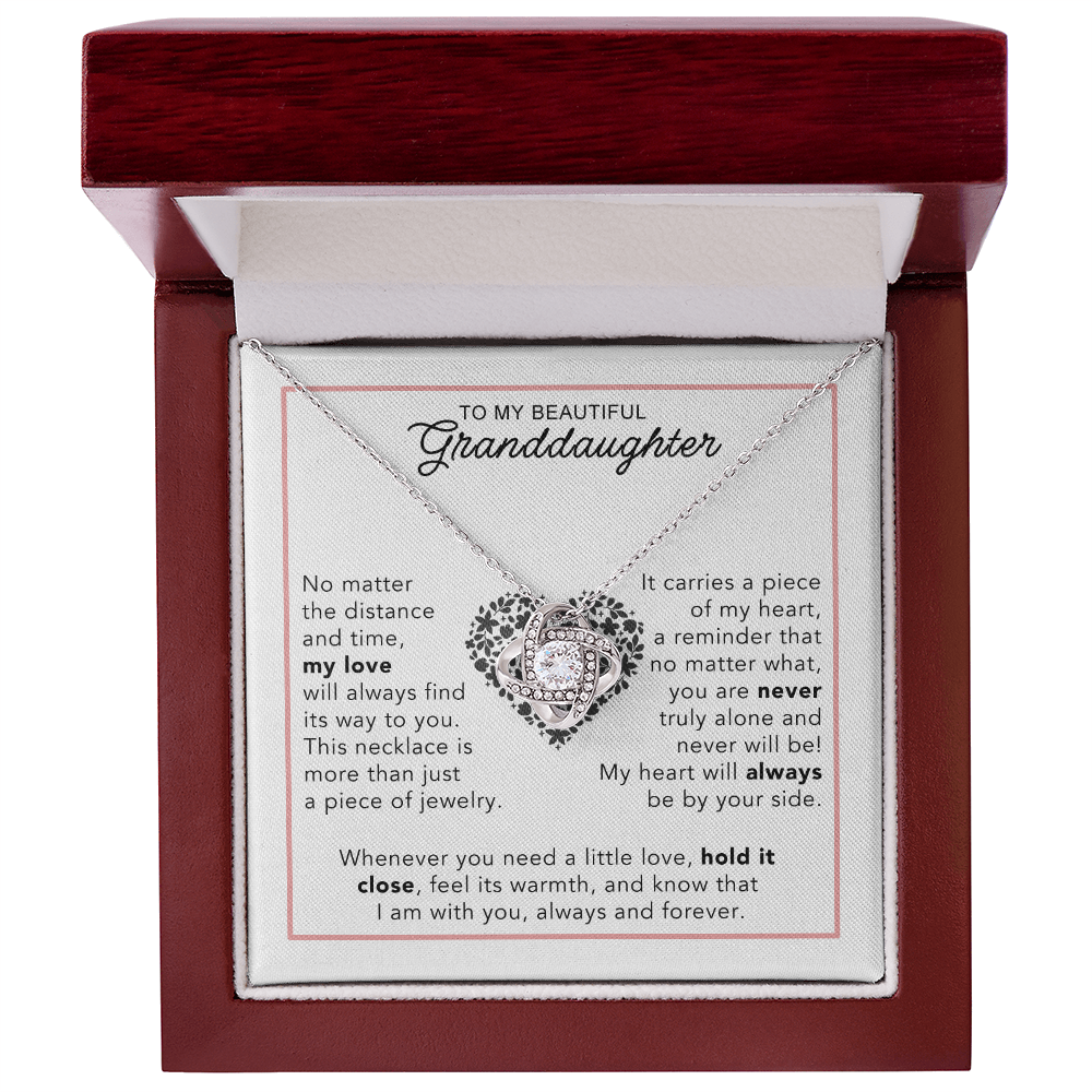To My Granddaughter - Heartwarming Gift With Sentimental Message Card - Love Knot Necklace