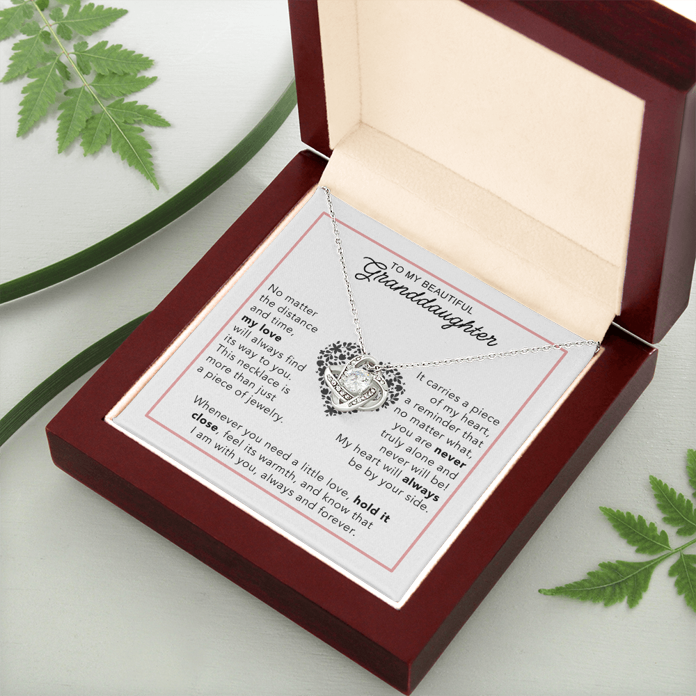 To My Granddaughter - Heartwarming Gift With Sentimental Message Card - Love Knot Necklace