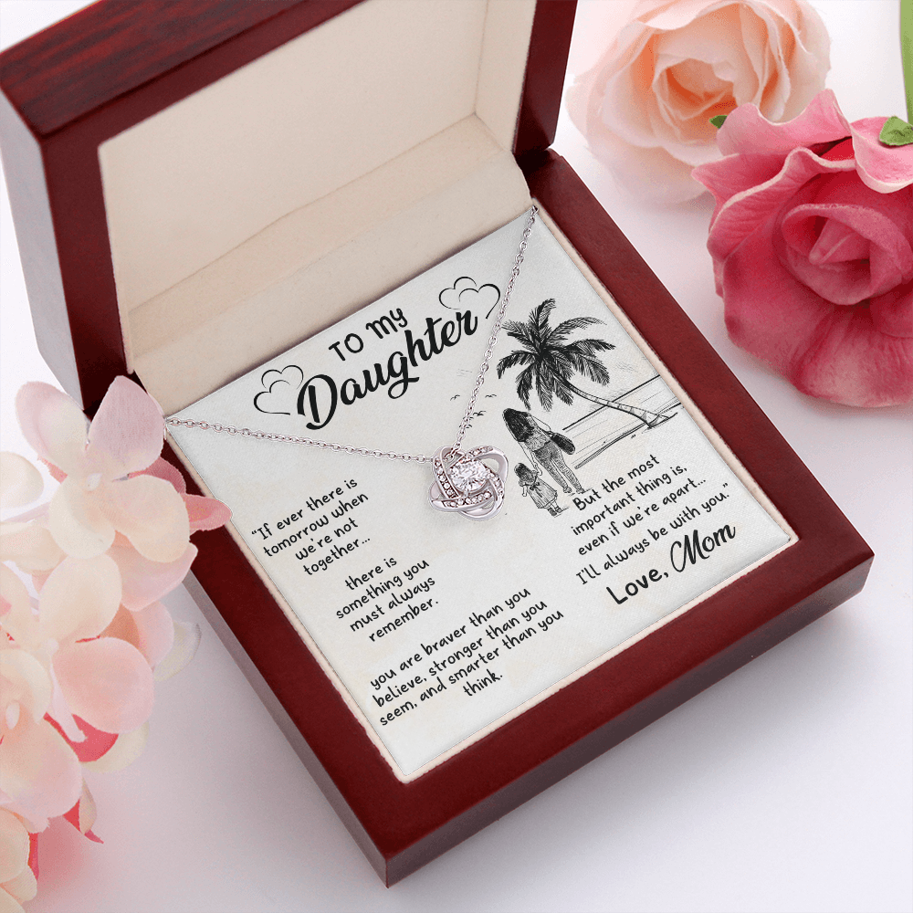 To My Daughter - Heartwarming Gift With Sentimental Message Card - Love Knot Necklace