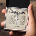 To My Grandson Cuban Link Chain with Artisan Cross Necklace & Proverbs Message Card