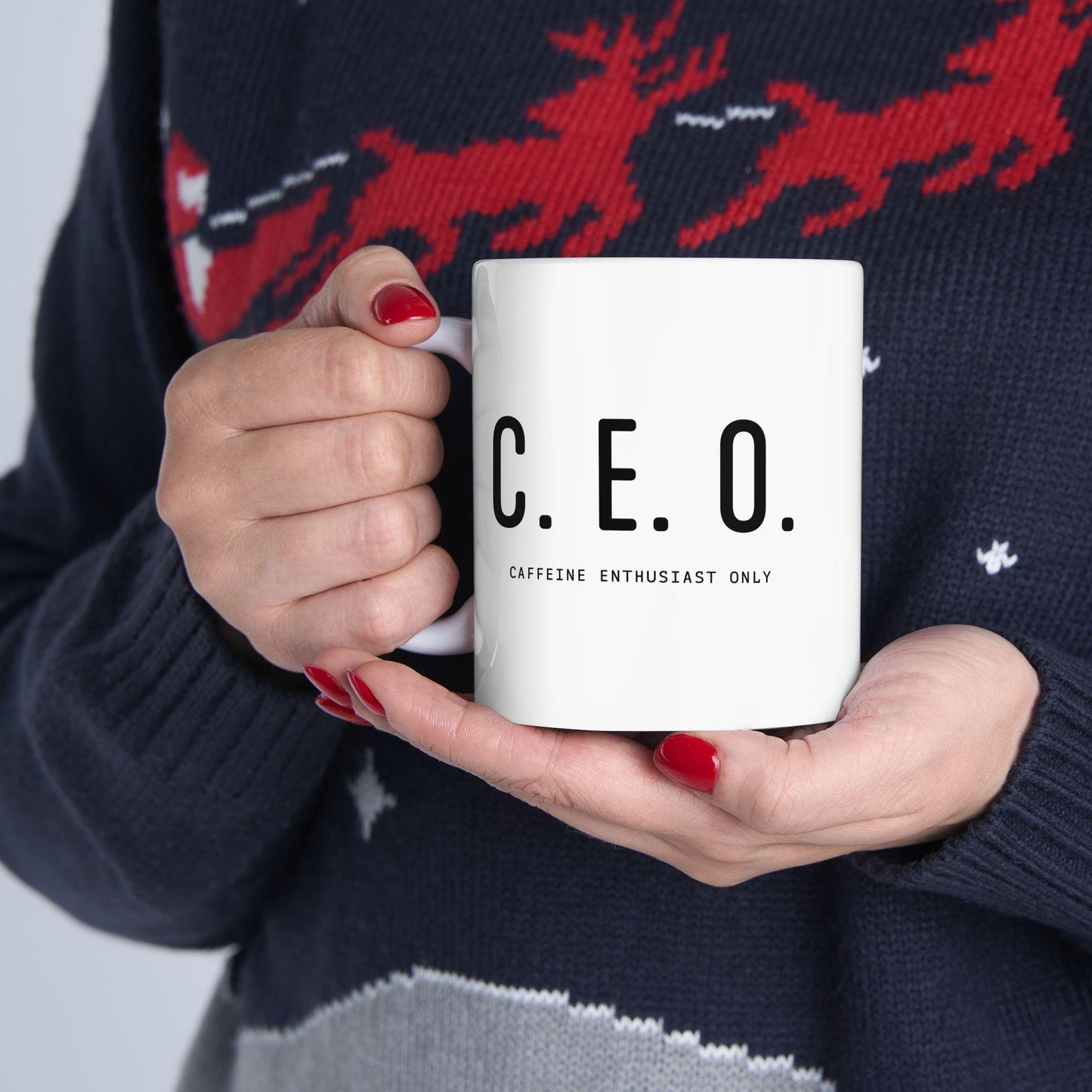 C.E.O. Caffeine Enthusiast Only Mug Funny Gift for Friend, Her, Him Perfect Coffee Cup for True Caffeine Lovers Ceramic Mug, 11oz