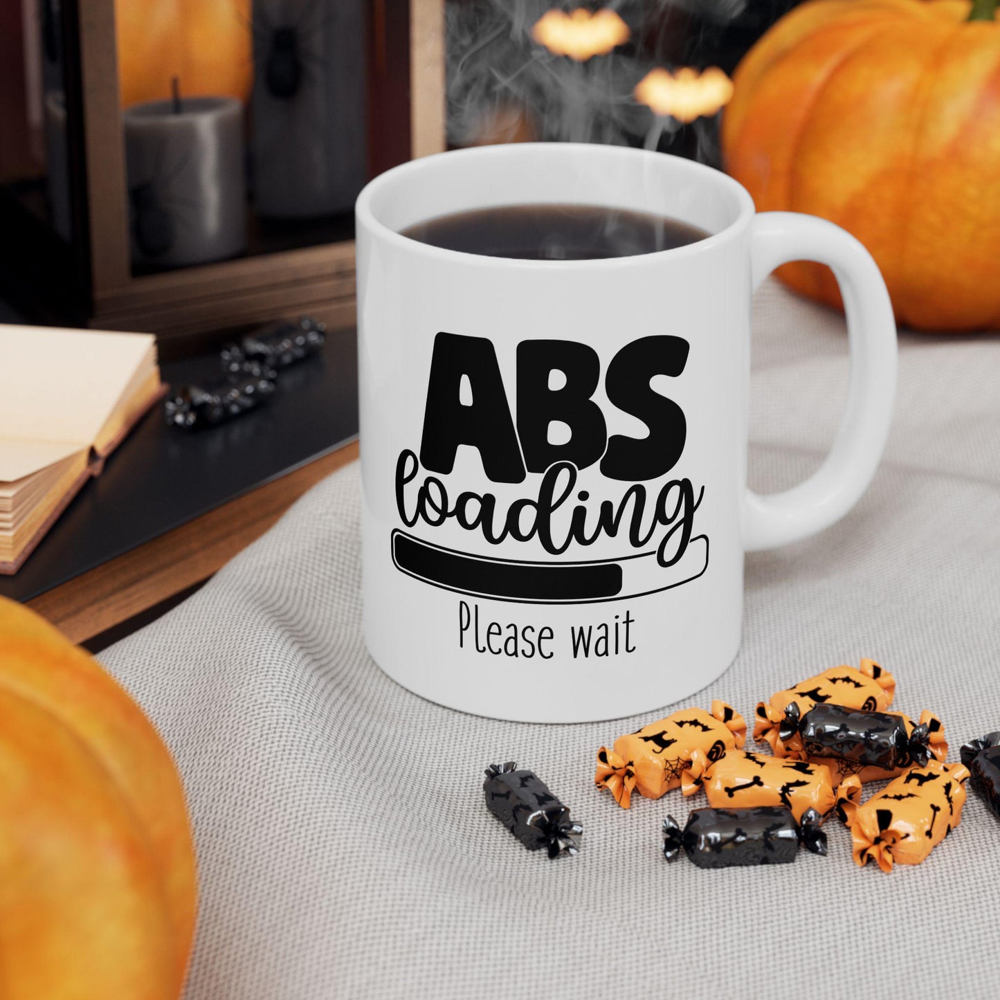 ABS Loading Please Wait Mug, Funny Gym Coffee Cup, Fitness Enthusiast Gift, Workout Motivation Ceramic Mug for Home or Gym