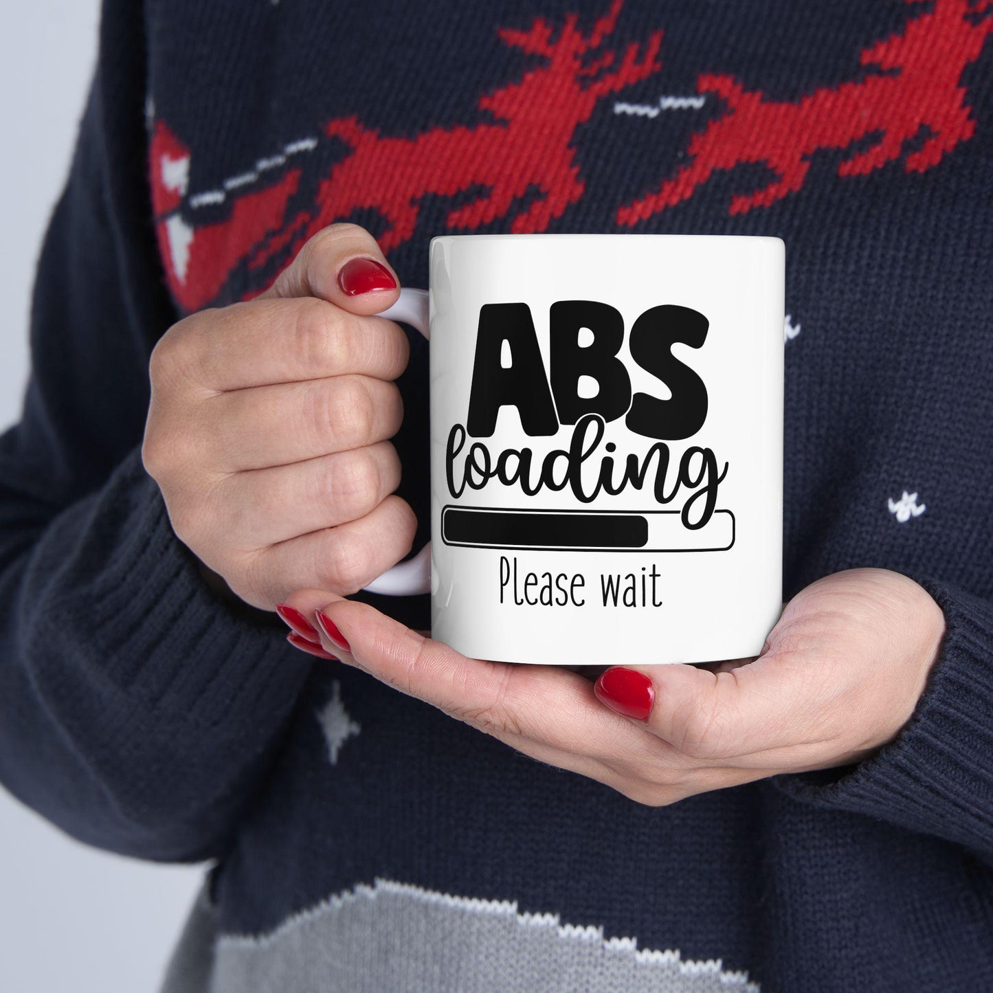 ABS Loading Please Wait Mug, Funny Gym Coffee Cup, Fitness Enthusiast Gift, Workout Motivation Ceramic Mug for Home or Gym