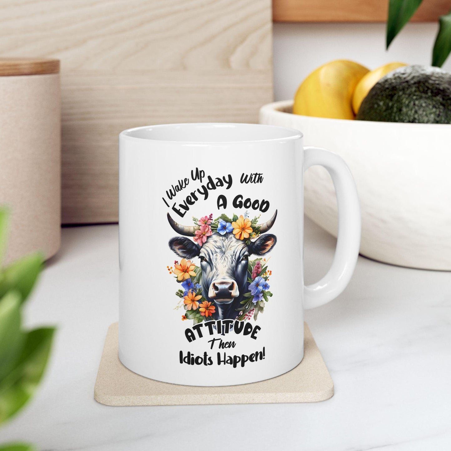 Idiots Happen Ceramic Mug, Funny Quote Tea Cup, Coffee Lover Gift, Office Mug, Coffee Addict Gift, Sarcastic Quote Mug