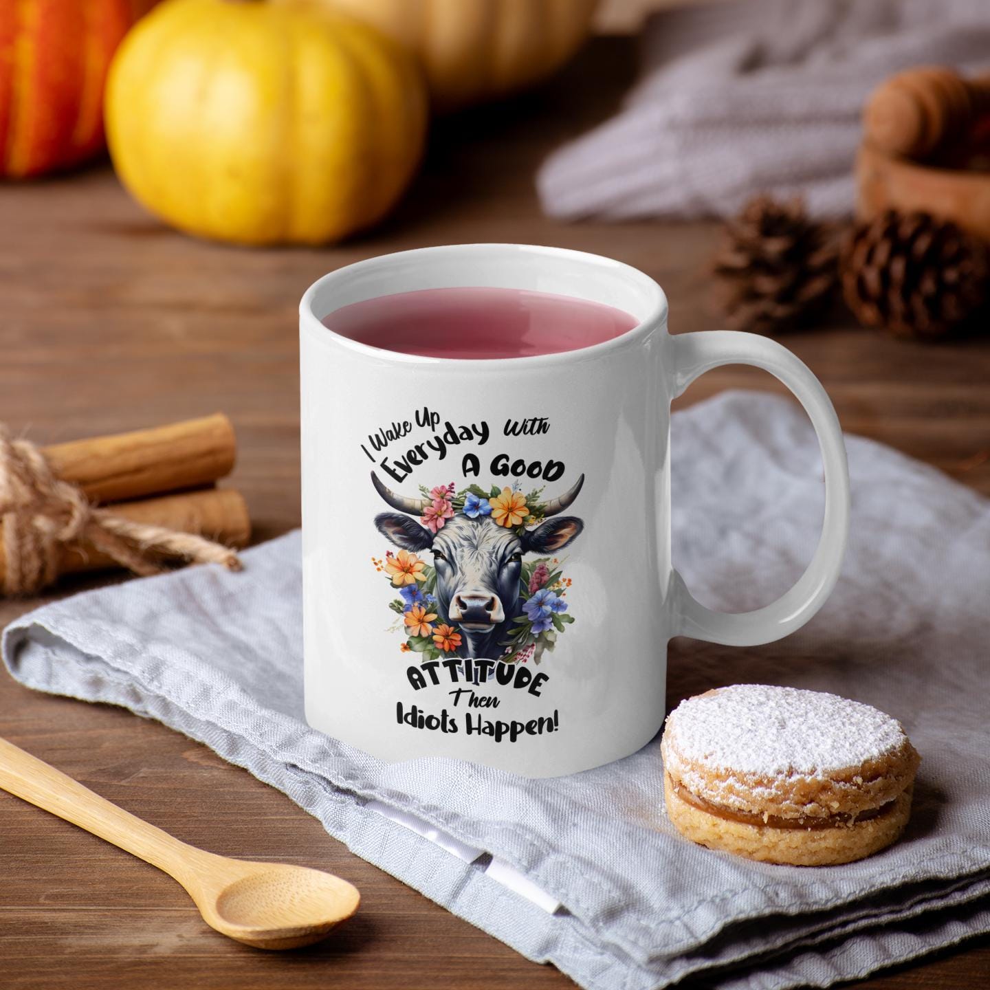 Idiots Happen Ceramic Mug, Funny Quote Tea Cup, Coffee Lover Gift, Office Mug, Coffee Addict Gift, Sarcastic Quote Mug