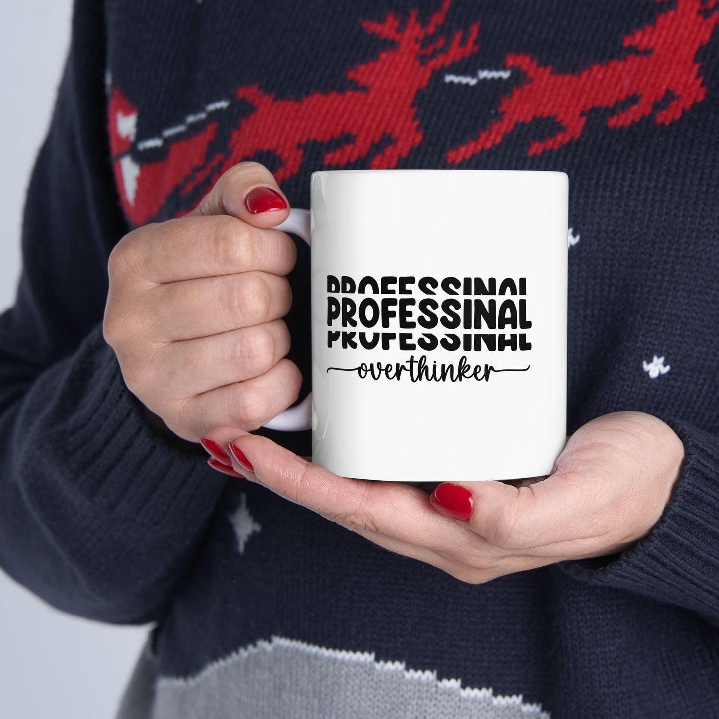 Professional Overthinker Ceramic Mug, Funny Quote Tea Cup, Coffee Lover Gift, Office Mug, Coffee Addict Gift, Sarcastic Quote Mug