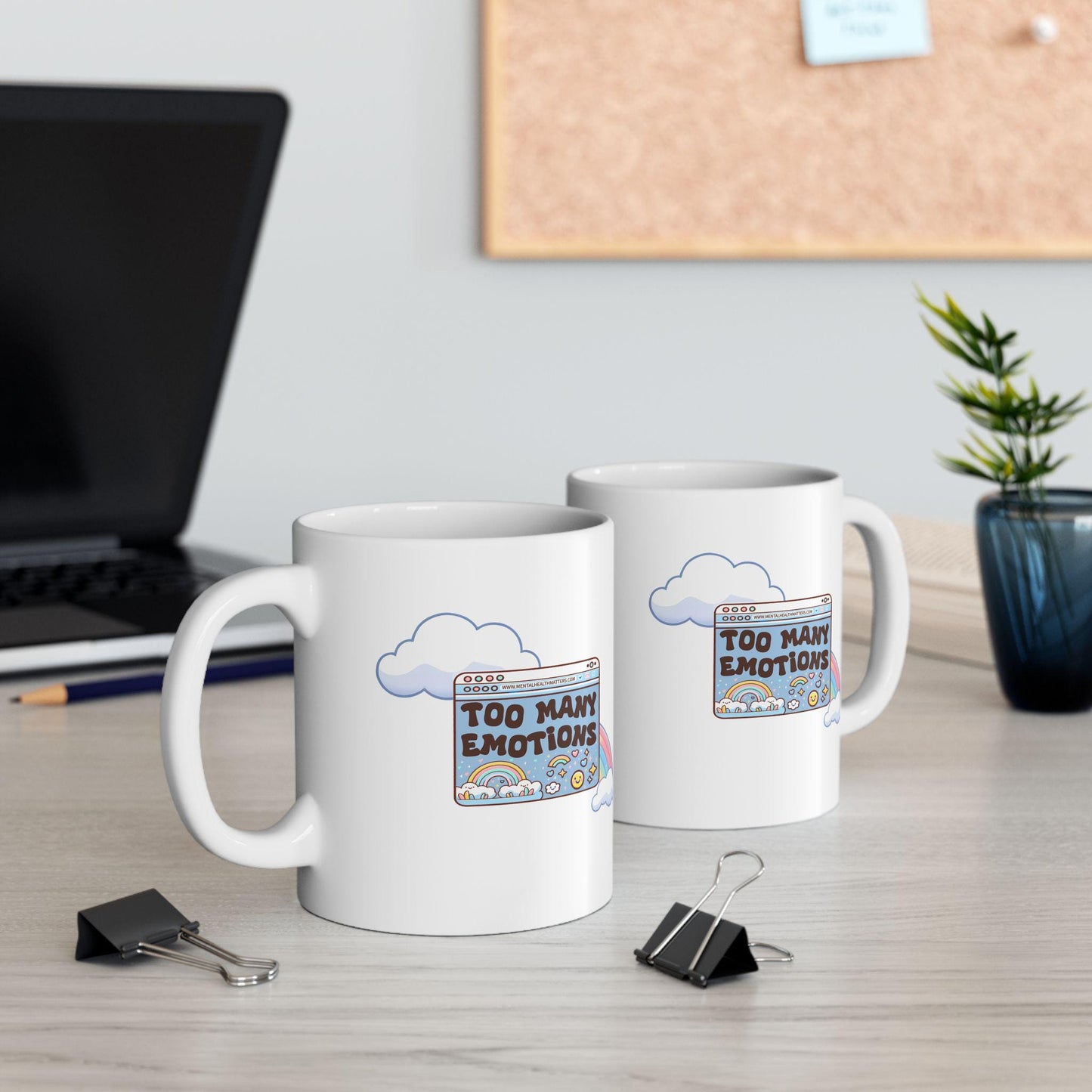 Too Many Emotions Mug, Funny Coffee Cup, Sarcastic Quote Mug for Women, Unique Gift Idea, Humor and Relatable Quote Drinkware