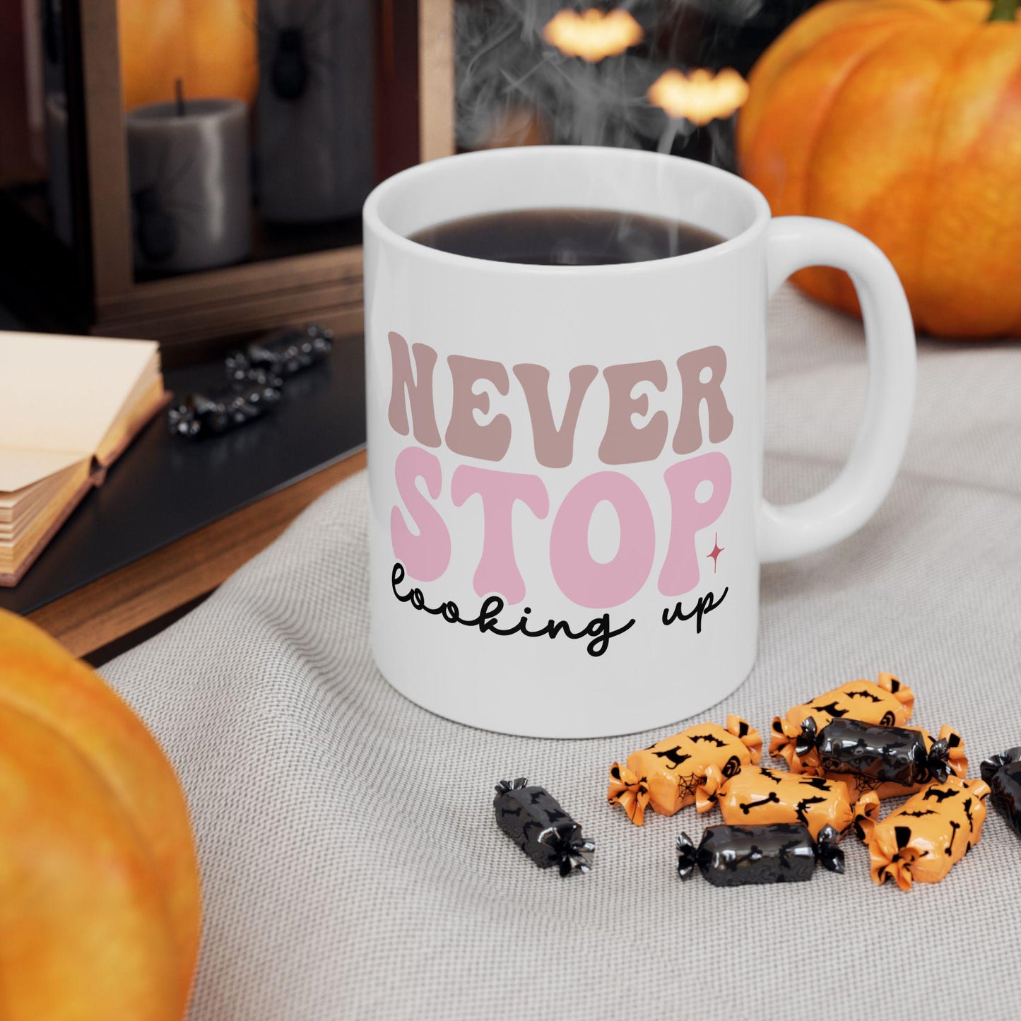 Motivational Mug Never Stop Looking Up, Inspirational Coffee Cup, Positive Quote Gift, Funny Mug, Uplifting Coffee Mug for Women and Men