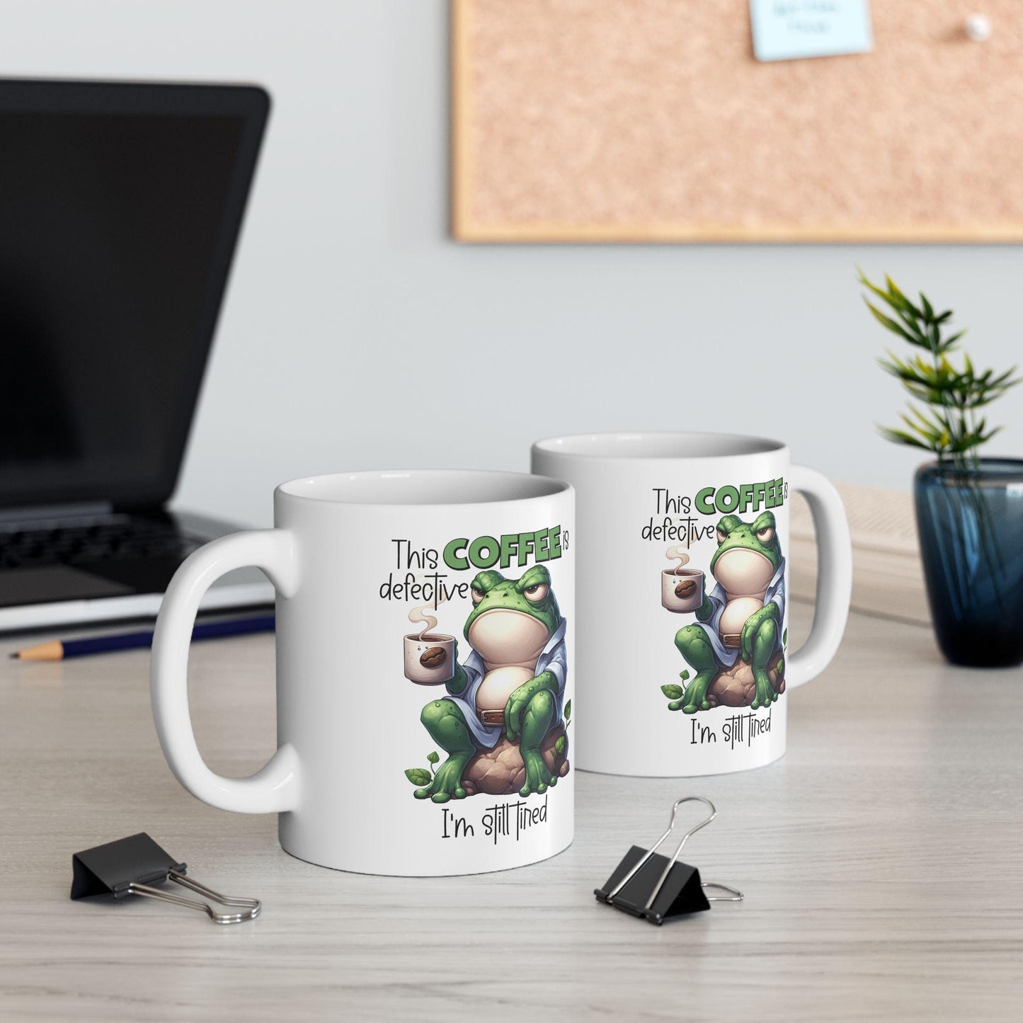Defective Coffee Mug Funny Tired Humor Sarcastic Gift for Coffee Lovers Humorous Office Cup for Coworkers & Friends