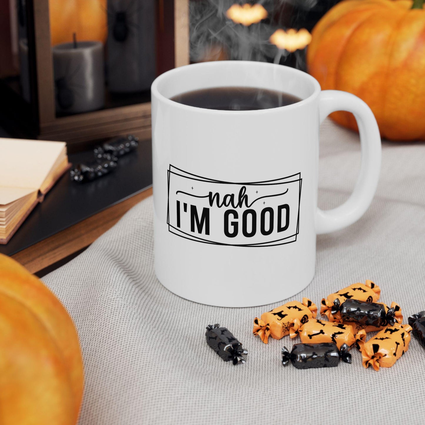 Nah, I'm Good Mug, Funny Sarcastic Coffee Cup for Work or Home, Sassy Quote Gift for Friends, Unique Mug for Daily Coffee or Tea