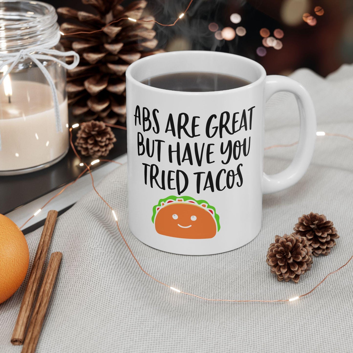 Abs Are Great But Have You Tried Tacos Mug, Funny Gym Lover Gift, Workout Motivation Coffee Cup, Fitness Enthusiast Gag Gift